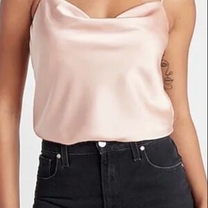 Express Blush Satin Cowl Neck Camisole